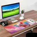 Rainbow Pink Pig Gaming Mouse Pad, Desk Mat, Non-Slip Rubber Base Cool Aesthetic MousePads for Computer Laptop Keyboard Office School Home Desktop Accessories Decor 31.5" x 11.8"