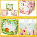 PARSUP 24PCS Happy Easter Egg Hunt Bags, Assorted Sizes, Easter Bunny Carrot Chick Egg Treat Bag with Handles, Non-Woven Gifts Wrapping, Egg Hunt, Spring Party Supplies