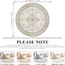 Round Rug 4Ft Washable for Bedroom: 4X4 Area Rugs Circle for Entryway Super Soft Distressed Oriental Rug with Non-Slip Backing Farmhouse Rug Low Pile Thin Stain Resistant Indoor Carpet 4' Round Ivory