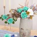 MACTING Artificial Flower Roses 30PCS Real Touch Fake Flowers with Stem Foam Roses for DIY Wedding Bouquets Table Centerpieces Party Baby Shower Home Summer Mothers Day Decorations,Mint Green