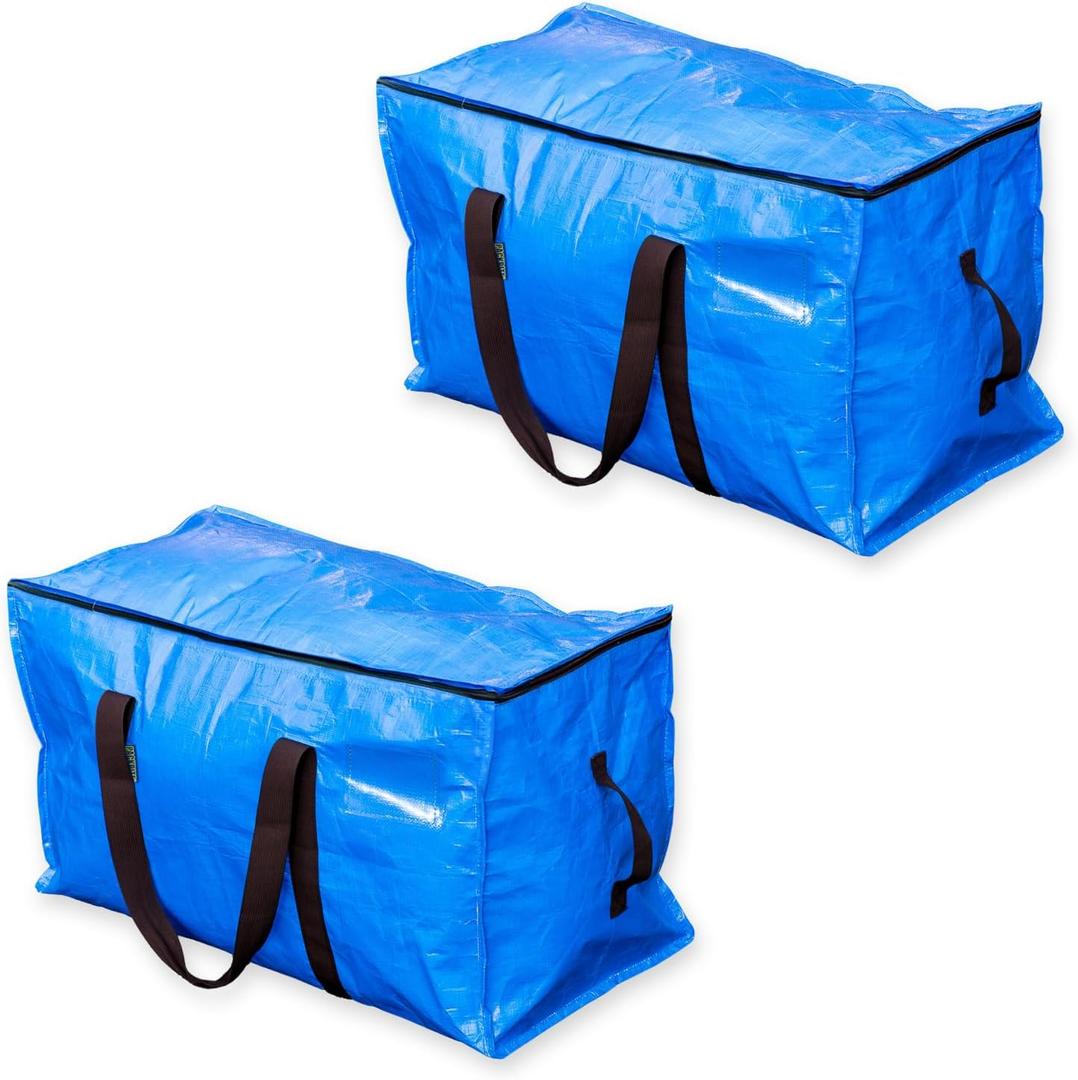 Blue Moving Bags Heavy Duty Extra Large Storage Bags with Zipper and Handles, Moving Supplies Moving Storage Bags, 23 Gallon Capacity, 2 Pack