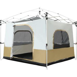 REDCAMP Canopy Camping Tent for Pop Up Canopy Tent, Inner Tent Converts Straight Leg 10'x10' or 10'x20' Canopy into Camping Tent, Fits 4-6 Person(Frame/Shelter NOT Included) (Khaki)