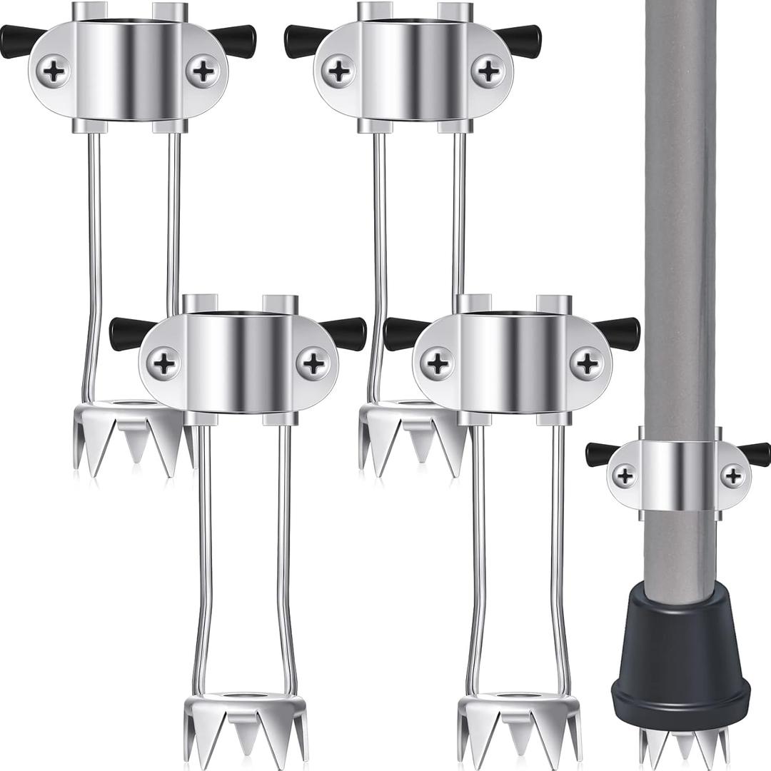 4 Pcs Cane Tips for Ice Retractable 5 Prong Hiking Attachment Replacement Grip Crutches Accessories Crutch Tips Accessories Cane Ice Attachments for Walking Sticks, Trekking Pole, Crutch