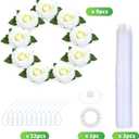 GWHOLE Wedding Decorations for Car, Just Married Car Decorations White Roses Artificial Flowers Bouquet Ribbon Set with 2 Tulle Ribbons for Wedding, Party