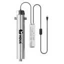 105W Whole House UV Water Purifier – 24 GPM Ultraviolet Water Filter with Flow Switch, 120V, 1” MNPT Inlet/Outlet, Includes Spare UV Lamp & Quartz Sleeve, Model: TWS-24S