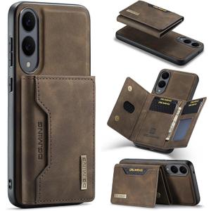 2 in 1 Magnetic Wallet Case for Samsung Galaxy S25 Edge, DG.MING Retro PU Leather Drop Protection Cover with Detachable Trifold Wallet, 8 Card Slots, Kickstand (Coffee)