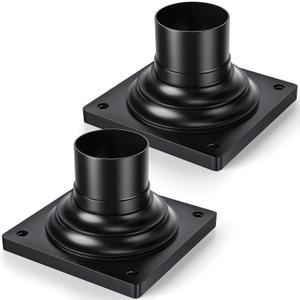 YSN 3 Inch Pier Mount Base 2 Packs, Cast Aluminum Outdoor Post Light Mounting Base, Black Pier Mount Adapter for 3" Post Lights, Parts Kits Included, 6" L x 6" W x 4.5" H