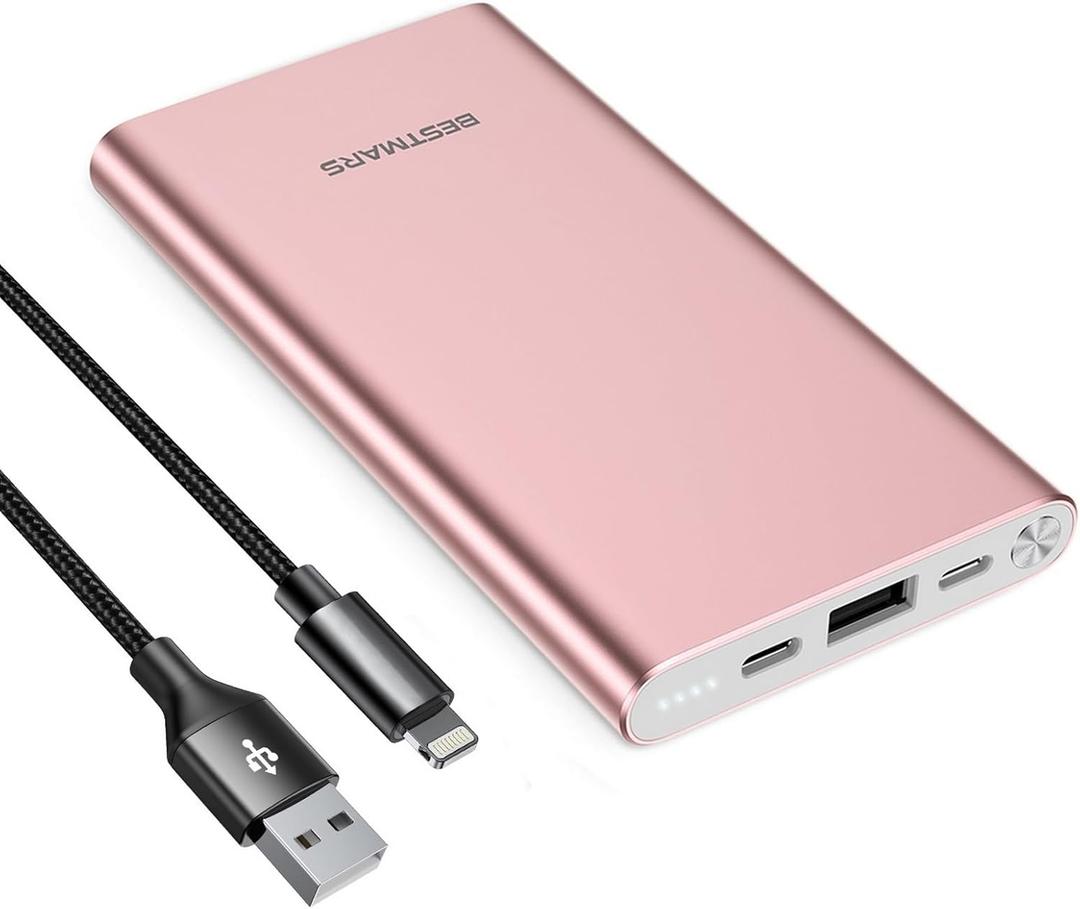 10000mAh PD 3.0 Power Bank Portable Charger Quick Charge USB C 18W Fast Charging Battery Pack for iPhone 16 15 14 13 12 11 X XS Pro MAX XR iPad Mini Samsung Galaxy S20 S10 S9 S8 Smartphone & More Pink (Rose gold)