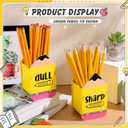 DoubleFill 2 Pcs Pencil Shaped Holder Sharp Dull Holder Wooden Dispenser Pencil Storage for Back to School Teachers Classroom Organization(Simple, Yellow)