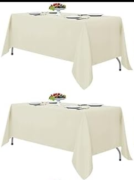Fitable Ivory Tablecloths for 6-8 Foot Tables, 6 Pack - 70 x 120 Inches - Reusable and Washable Table Clothes, Polyester Fabric Table Covers for Wedding, Party, Banquet