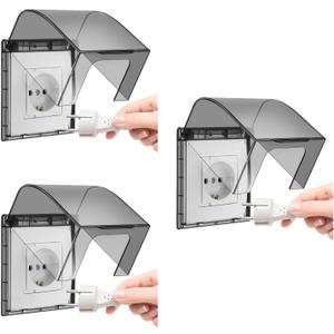 Ciieeo Weatherproof Outdoor Electrical Outlet Cover 3-Pack Waterproof Plug Socket Protector for 86-Type Switches Transparent Waterproof Switch Outlet Box for Home Office and Hotel Use