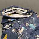 DJY Cotton Twin Bedding Set, Dinosaur Cars Reversible Twin Comforter Set for Kids Boys Girls, 4 Pieces Bed in a Bag Includes Quilted Comforter, Flat Sheet, Fitted Sheet and Pillowcase