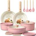 CAROTE Pots and Pans Set, Nonstick Cookware Set Detachable Handle, 19pcs Induction Kitchen Cookware Sets Non Stick with Removable Handle, RV Cookware Set, Oven Safe, Pink, Mothers Day Gifts, 19 Piece