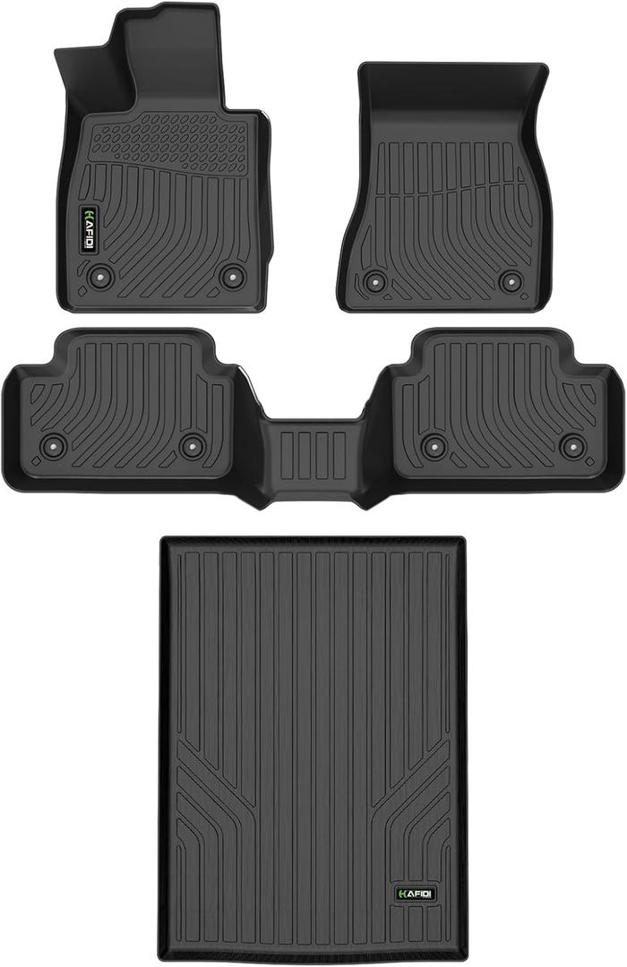Floor Mats & Cargo Liner Set Fit for 2024 2025 2026 BMW 5 Series G60 (530i/530i xd/540i/540i xd) All Weather Protection TPE Anti-Slip Automotive BMW 5 Floor Liners Custom Accessories - Black