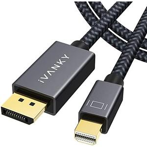 IVANKY 8K Mini DisplayPort to DisplayPort Cable 6.6ft, Bi-Directional Mini DP to DP Cable 8K@60Hz, 4K@144Hz, 32.4Gbps HD [Thunderbolt 2 Compatible] Aluminum Shell, Gold-Plated Braided for MacBook, PC