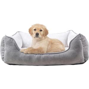 long rich rectangle bolster Pet Bed, Dog bed medium size, Gray With, 25x21x8 Inch (Pack of 1) (HCT-REC-005)
