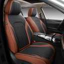 Car Seat Covers Full Set, Universal Faux Leather Seat Covers for Cars, 5 Seats Waterproof Automotive Seat Covers Breathable Front Rear Seat Covers for Most Sedans, Trucks, SUV, Brown-Black