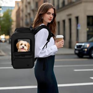 EliteField Deluxe Backpack Pet Carrier for Cats and Dogs | Airline Approved, Waterproof, 3 Scratch-Resistant Mesh Doors, Fleece Mat, Built-In Leash, Seat Belt Loops, Suitcase Sleeve