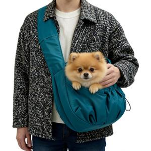 Dog Carrier Sling, Puppy Carrying Backpack Pet Purse with Storage Pockets, Multiple Safety Features Dogs and Cats Harness, Adjustable Shoulder Strap, Suitable for Under 17 lbs (Blue)