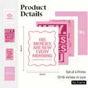 Locomiss Pink Dorm Decor Wall Art Posters, Preppy Y2K Teen Girls Wall Art Room Decor, Christian Pink Wall Dorm Decorations Prints for College Teen Girls, Set of 4 (12x16 Unframed)