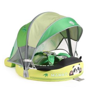 Mambobaby Float Non-Inflatable Baby Float with Canopy Five-Point Safety System 3D Canopy(Detachable) UPF 50+ Toddler Pool Floats 3-24 Months Air-Free Pearl-Foam Dual-Mode Infant Swim Floaties-Panda