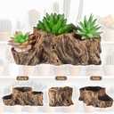 2 Pcs Driftwood Stump Log Concrete Planter Driftwood Planter Succulent Pot Plant Pot for Succulents for Outdoor Indoor Home Patio Garden Decoration (Retro)