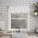 No. 918 Mariela Floral Trim Semi-Sheer Rod Pocket Kitchen Curtain Valance, 58" x 14", White (14"W x 58"L (Pack of 1))