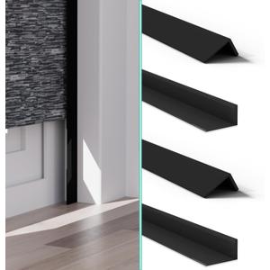100% Blackout PVC Light Blocking Strips for Window Shades and Blinds, Block Light Along The Sides of Blackout Blinds, Easy to Install. (Black 58" 4pc)