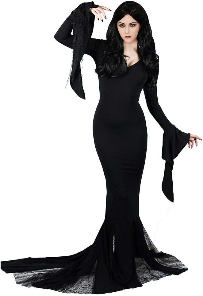 Cosplay.fm Women's Vintage Gothic Long Dress Witch Style Black Dress Halloween Family Cosplay Costume Dress (X-Large,Black)
