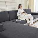 Sectional Couch Covers Stretch Cushion Covers Washable Wear-Resistant Universal Sofa Slipcovers Furniture Protector Separate Seat Chaise Couch Cover (Dark Grey, 2 PC Armrest Covers)