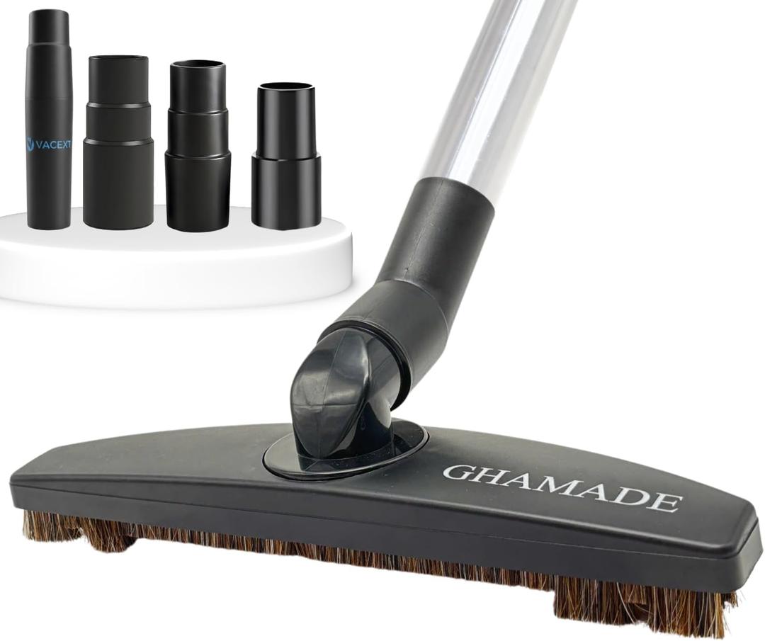 Replacement Vacuum Brush Head With 32MM Connection & 1-3/8-Inch to 1-1/4-Inch Adapter | Works on Low Carpet & All Floors | Horse Hair Hardwood Vacuum Attachment
