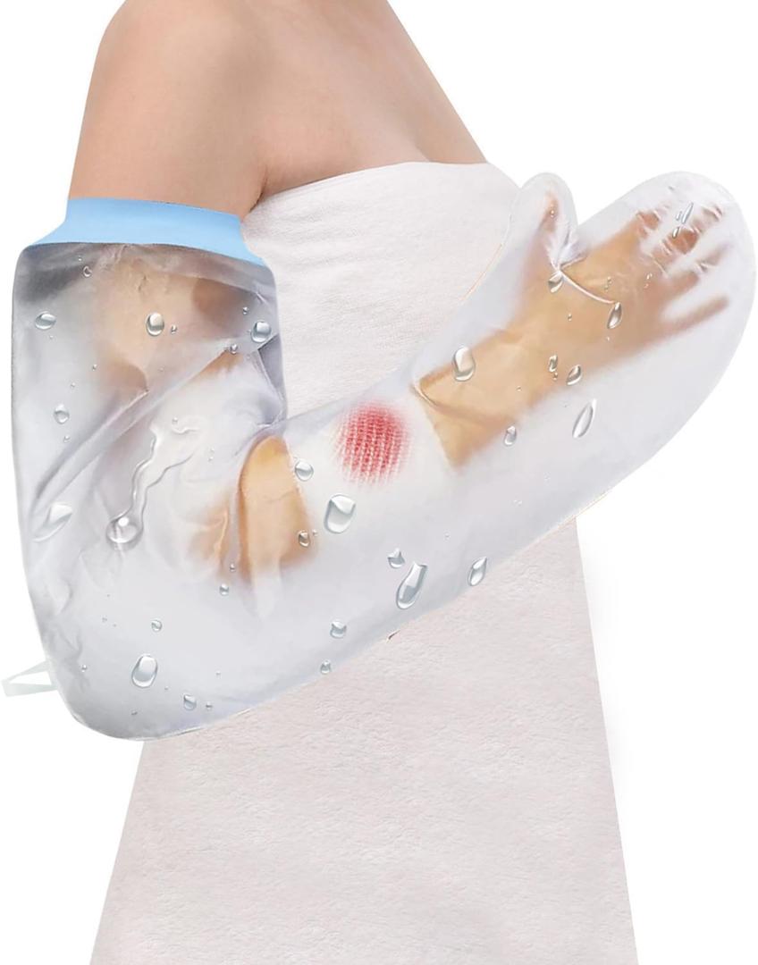 CureSquad Cast Covers for Shower Arm, Waterproof Cast Cover Arm Adult, Soft Comfortable Cast Protector for Shower, Reusable Elastic Cast Bag for Bandage, Wound Care Supplies, After Surgery Gifts, Long Arm