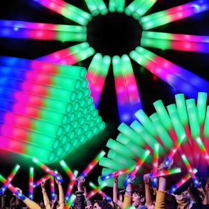 OLUPP 102 PCS Led Foam Sticks, Bulk Glow Sticks with 3 Colors Flashing, Light Up Baton Wands for Kids, Glow Sticks Party Supplies for party, Wedding, Raves, Concert, Camping, Sporting Events