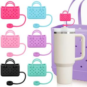 AIERSA Straw Cover Cap for Stanley Cup, Cute Beach Bag Straw Topper for 40/30oz Tumbler, Bag Straw Cover for Stanley Cup Accessories