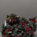 Pre-Lit Artificial Christmas Garland, Snowflake Garland, White Lights 50, Decorated with Pine Cones, Berry Clusters, Plug in, Christmas Decorations, 9 Feet