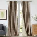 Blackout Taupe Polyester Velvet Curtains 84 inch Long for Living Room,Set of 2 Panels Liner Rod Pocket Back Tab Thermal Window Curtain Drapes Room Darkening Heavy Decorative Curtains for Bedroom