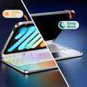 Cousper for iPad mini 7 A17 Pro 2024/ iPad mini 6 Generation Keyboard Case 2021 8.3 Inch with Multi-Touch Trackpad, 360 Rotating Cover with Rainbow Backlit Keyboard for iPad mini 7th/ 6th Gen, Silver