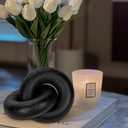 Table Decor Handcrafted Wooden Knot Sculpture Decor Modern Nordic Style Decorative Accent for Home, Office, Shelf, and Console Table Matte Black Finish, 7"x4.7"