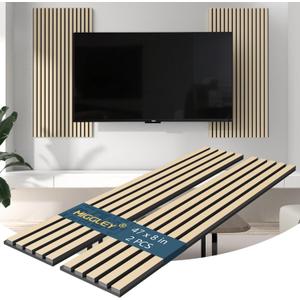 Acoustic Wood Wall Panels, Slat Wall Paneling for Home Living Room Decor, Soundproof Sound Dampening Absorbing Noise Reducing 3D Accent Panel-47.2 inch, White Oak