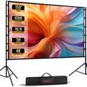 STWUI Projector Screen with Stand - 150 Inch Portable Projector Screens Outdoor Indoor Projector Screen 16:9 4K HD Outdoor Movie Screen with Carry Bag, Enjoy Home Theater Projection Screen
