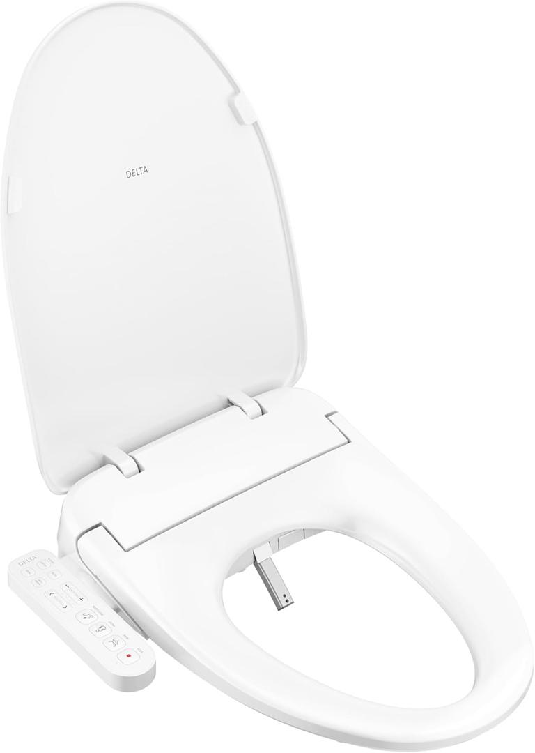Delta Faucet Refresh Standard Elongated Electric Bidet Toilet Seat, Warm Water Bidet, Bidet Attachment for Toilet, Toilet Seat Bidet, Bidet Toilet Seat Elongated, White 893005E-WH