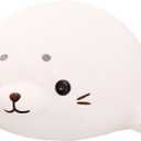 Huggable White Seal Plush Pillow, Ultra Soft Stuffed Animal Toy for Kids & Adults, Cuddly Decor for Bedroom Couch, 19.6"