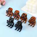 8Pcs Hair Clips Medium, 1.37 Inch Medium Claw Clips for Women Double Row Teeth No-Slip Grip Jaw Clip Plastic Jaw Clamps for Thin Fine Hair, Black Amber