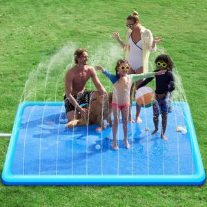 SLOOSH 120" Non-Slip Splash Pad Sprinkler - Summer Water Toys Sprinkler Mat for Kids Toddlers Dogs, Outdoor Backyard Pool Party Decor Outside Water Games Fountain Wading Baby Pool Boys Girls Gifts (10ft, Blue)