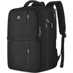 MATEIN Carry on Backpack, Flight Approved Travel Backpack with USB Port, TSA Personal Item Travel Bag fits 17" Laptop, Large Water Resistant Luggage Overnight Weekender Bag for Men & Women, Black