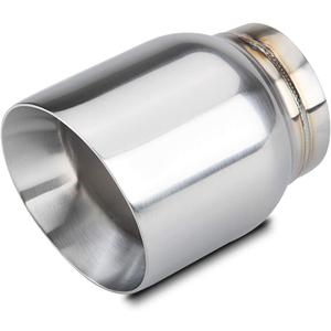 LCGP 3" Inlet Universal Exhaust Tip, 4" Outlet - 5" Long, Stainless Steel Double Wall Angle Cut