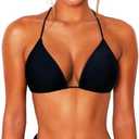 OZICERD String Bikini Tops for Women Bathing Suit Swim Tops Sexy Triangle Bikini Top, Black, XXL
