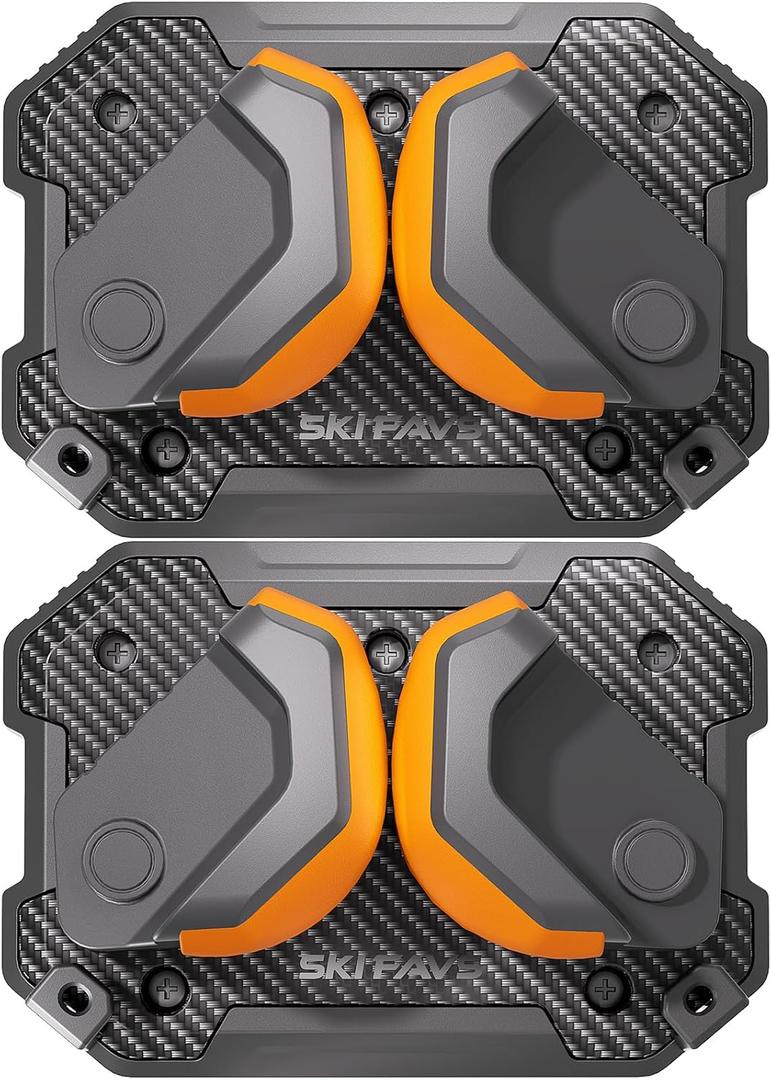 Ski & Snowboard Wall Rack for Garage - Fits Any Board, Wall Mount Holders, Damage-Free Storage, Space-Saving Winter Gear Organizer (2 Pack, Sunrise Orange)