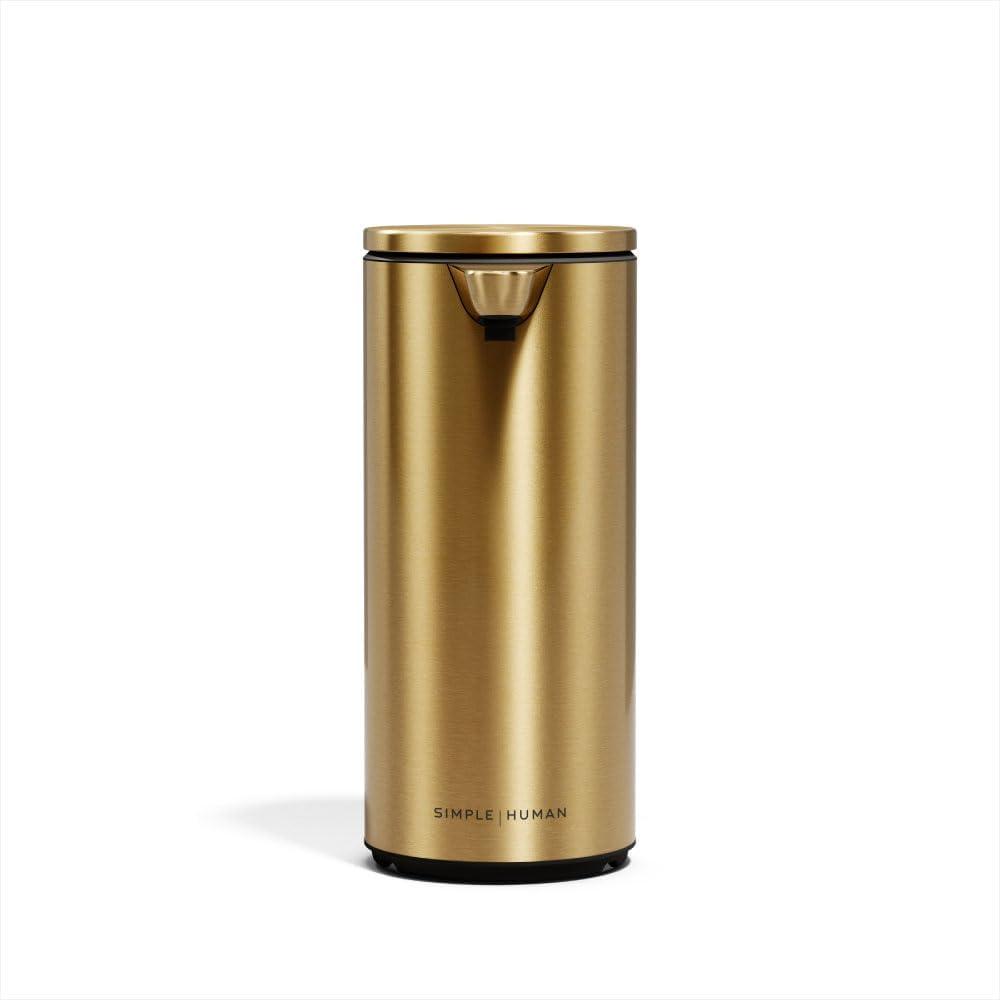 simplehuman 9 oz. Touch-Free Automatic Rechargeable Sensor Pump, Brass Stainless Steel, New