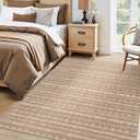 Deerly 3x5 Rugs Boho Moroccan Farmhouse Machine Washable Rug 3x5 Area Rug Non-Slip, Soft Low Pile Indoor Floor Carpet Neutral Rug for Living Room Kitchen Bedroom, Coffee